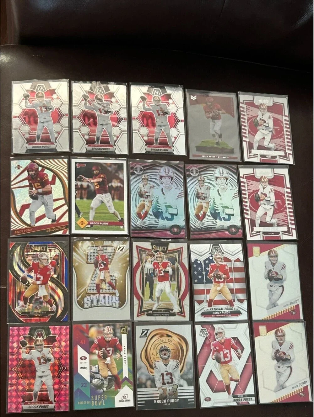 Niners NFL QB Brock Purdy NM Panini Collection 20 football card Lot of 20